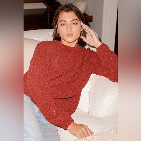 Sweet Presence Rusty Rose Chenille Sweater - Picture 3 of 7